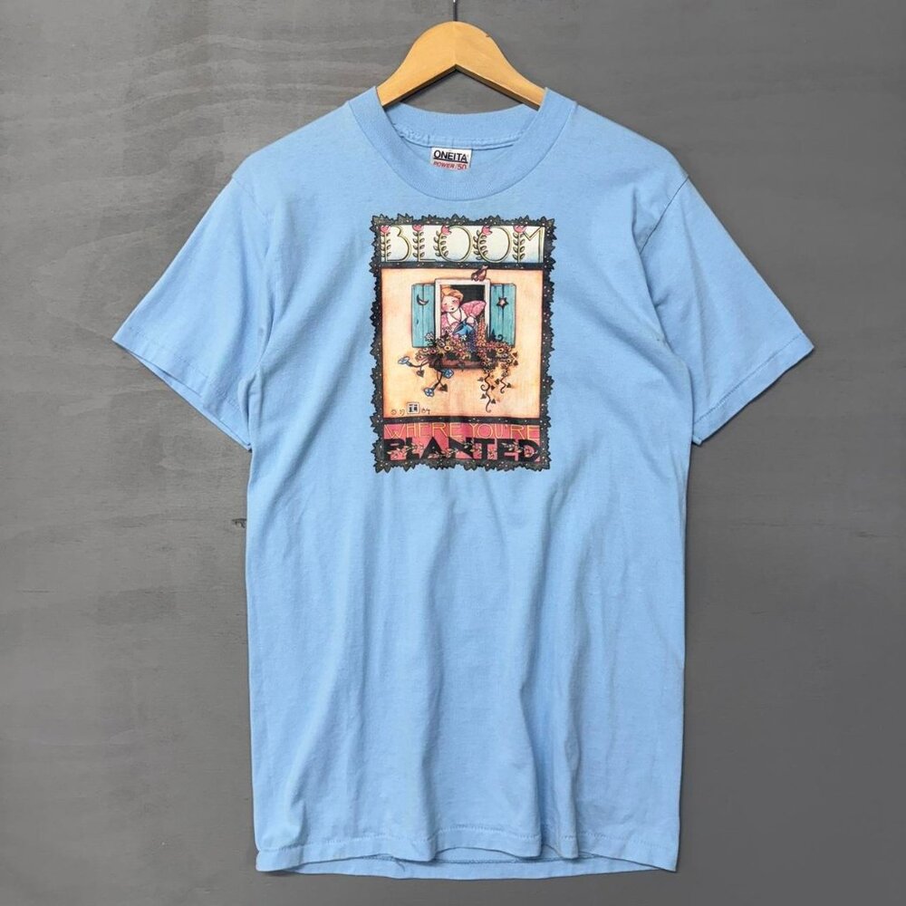 Vintage‎ "Bloom Where You're Planted" 1984 Cute Retro Shirt Large